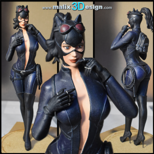 Catwoman imprimée en 3D résine taille 18cm (à peindre ou pas )