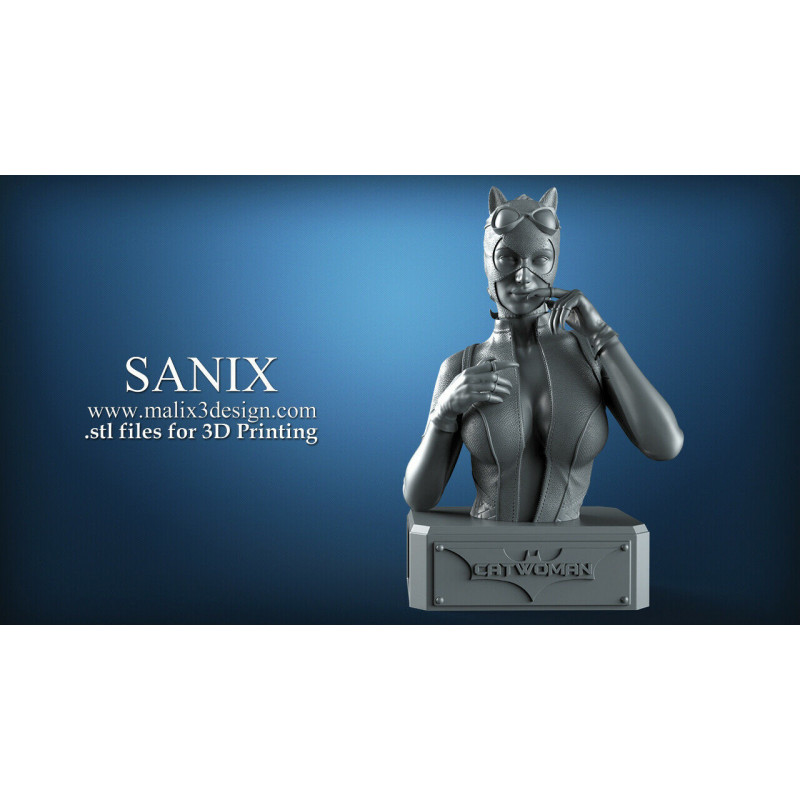 Buste Catwoman impression 3D resine, taille 18cm ( non peint ) (non peint)