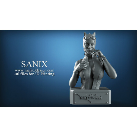 Buste Catwoman impression 3D resine, taille 18cm ( non peint ) (non peint)