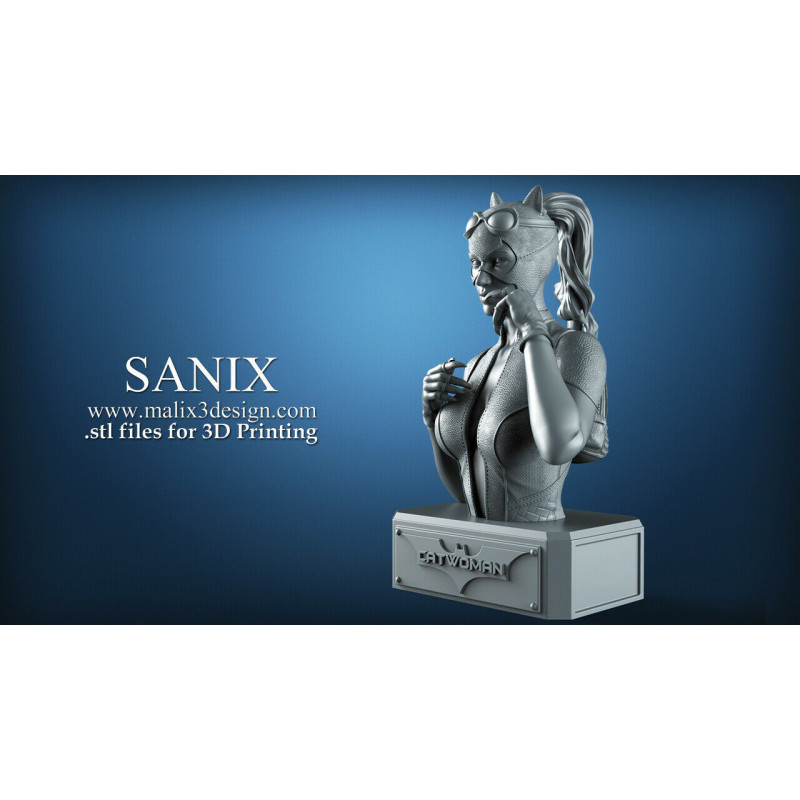 Buste Catwoman impression 3D resine, taille 18cm ( non peint ) (non peint)