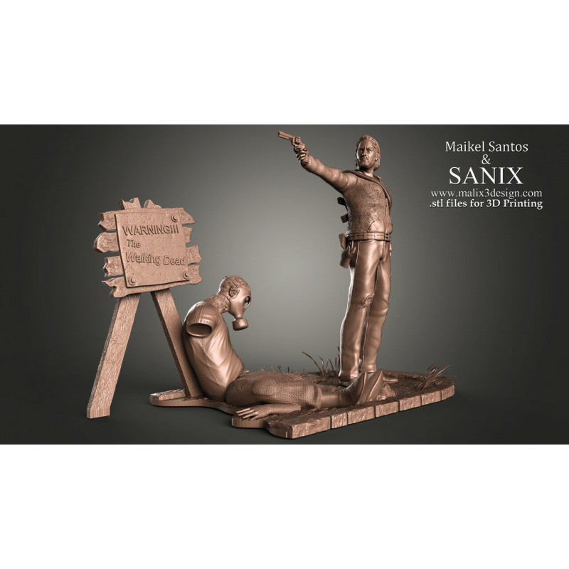 The walking dead Rick, figurine impression 3D résine taille 18cm (non peinte) (non peint)