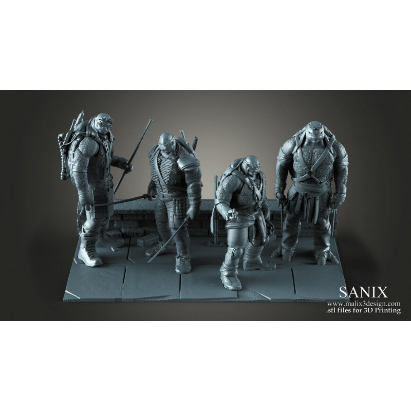 TMNT 4 Heroes Diorama figurine impression 3D résine  18cm non peint (non peint) TMNT 4 Heroes Diorama figurine impression 3D résine  18cm non peint (non peint)