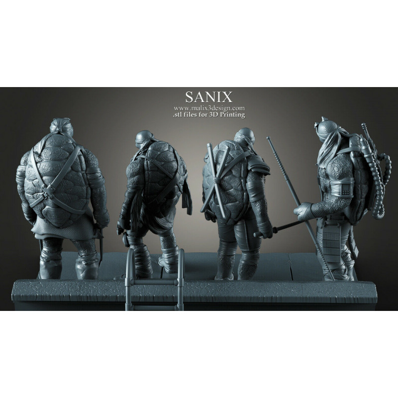 TMNT 4 Heroes Diorama figurine impression 3D résine  18cm non peint (non peint)