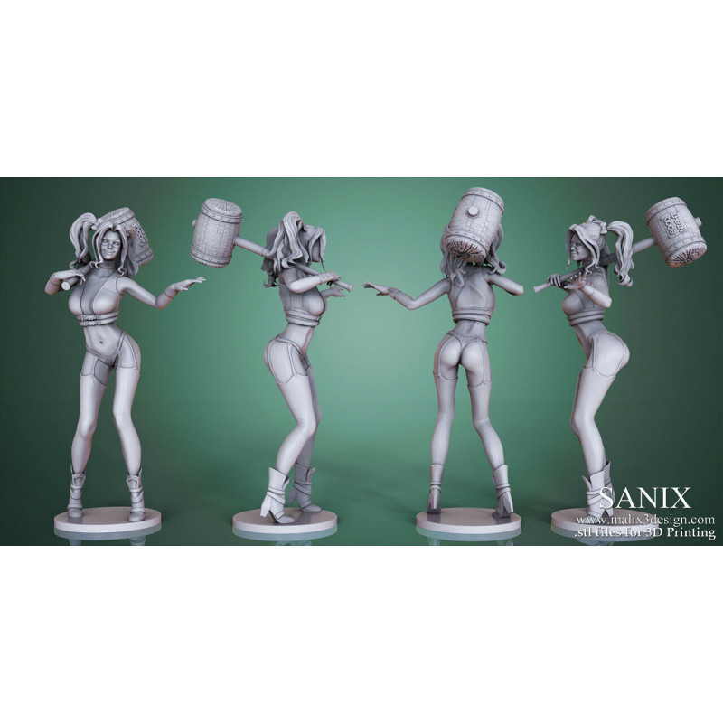Harley Queen figurine impression 3D résine  18cm  (non peint)