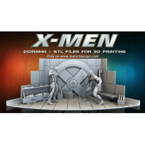 X men / Deadpool diorama imprimée en 3D résine taille 18cm (à peindre ou pas )