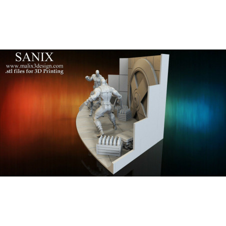 X men / Deadpool diorama impression 3D résine taille 18cm ( non peint ) (non peint)