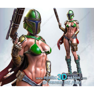 Lady mandolorian figurine imprimée en 3D résine Taille 18cm (non peint)