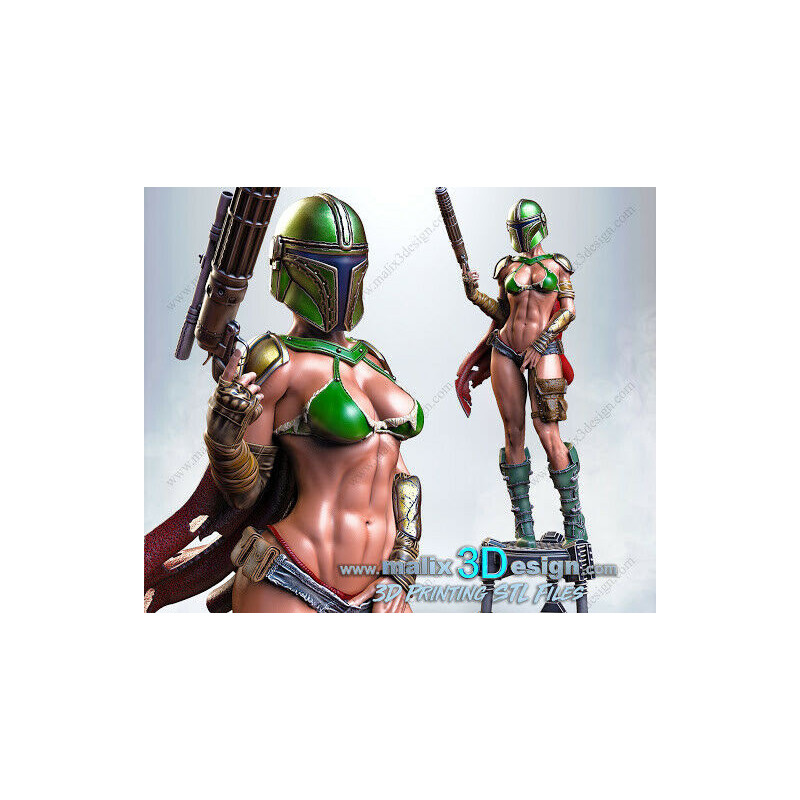 Lady mandolorian figurine impression 3D résine  18cm  (non peint)