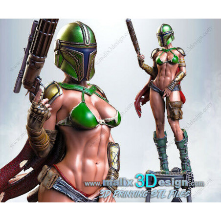 Lady mandolorian figurine impression 3D résine  18cm  (non peint)