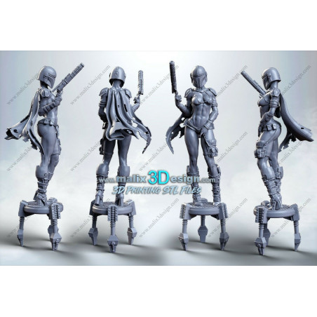 Lady mandolorian figurine impression 3D résine  18cm  (non peint)