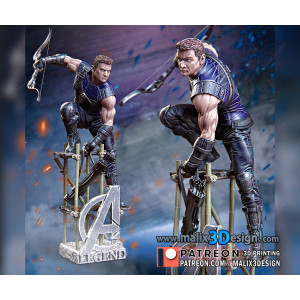 Hawkeye figurine imprimée en 3D résine Taille 18cm (non peint)