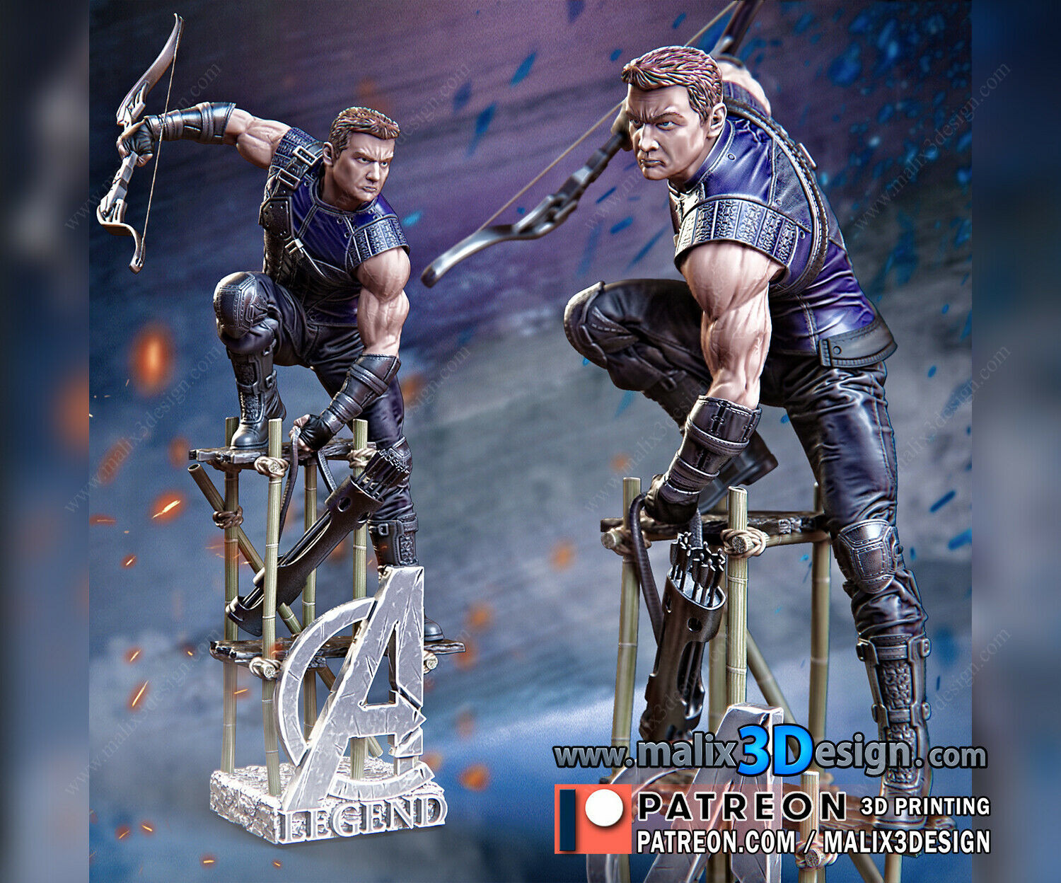 Hawkeye figurine impression 3D résine 18cm (non peint) - Picture 1 of 3