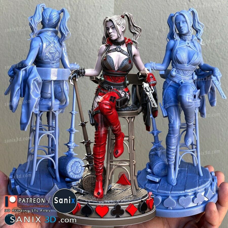Harley Queen figurine impression 3D résine taille 18cm ( non peint ) (non peint)