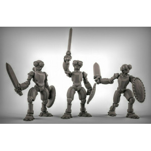 Impression 3D figurines jeux de rôle D&D, Saga, 9th Age, Robots épée bouclier