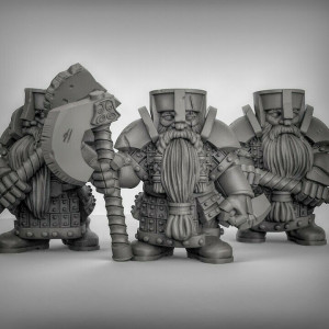 Impression 3D figurines jeux de rôle D&D, Saga, 9th Age, Guerriers Nain hache