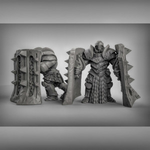 Impression 3D figurines jeux de rôle D&D, Saga, 9th Age, Géants avec bouclier