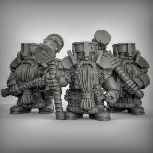 Impression 3D figurines jeux de rôle D&D, Saga, 9th Age, Guerriers nain marteaux