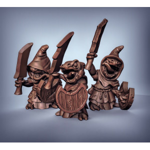 Impression 3D figurines jeux de rôle D&D, Saga, 9th Age, Kobolds épées bouclier