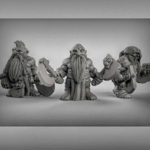 Impression 3D figurines jeux de rôle D&D, Saga, 9th Age, Berserkers nains 