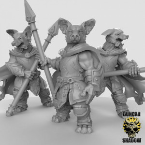 Impression 3D figurines jeux de rôle D&D, Saga, 9th Age, Chiens avec lances