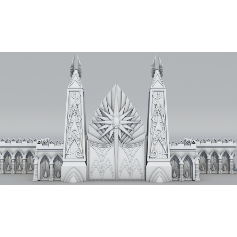 -Décor impréssion 3D Porte de citadelle elfique