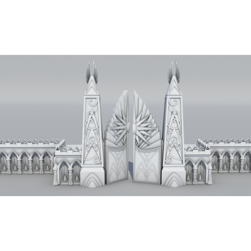 -Décor impréssion 3D Porte de citadelle elfique
