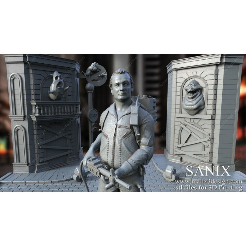 Ghostbuster Diorama figurine imprimée en 3D résine Taille 18cm non peint