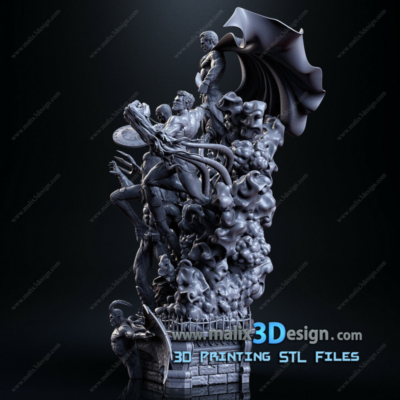 Justice league imprimée en 3D resineJustice league impression 3D resine, taille 18cm par perso ( non peint ) (non peint)