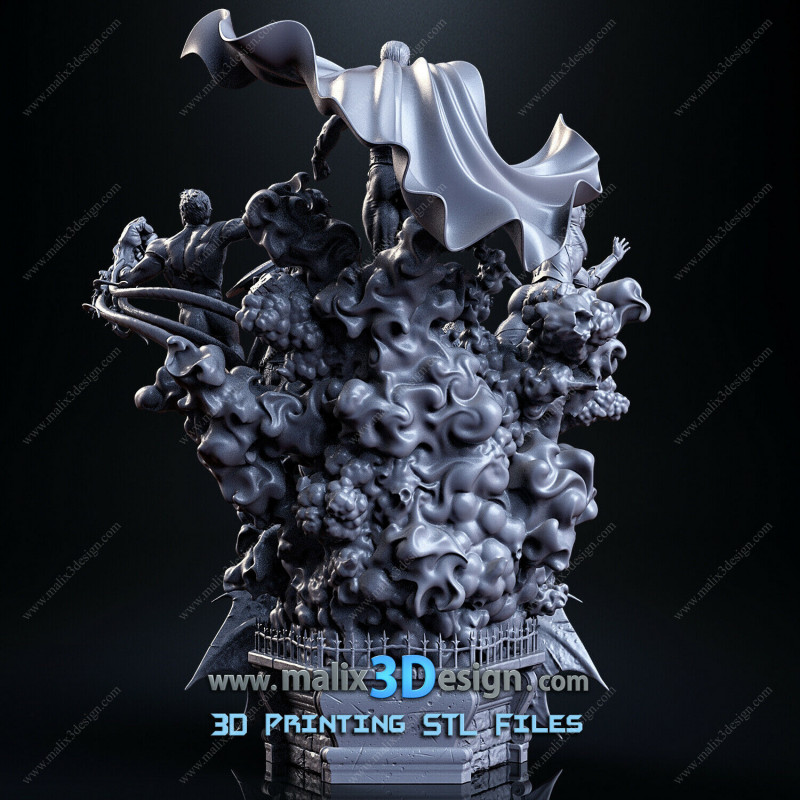 Justice league imprimée en 3D resineJustice league impression 3D resine, taille 18cm par perso ( non peint ) (non peint)