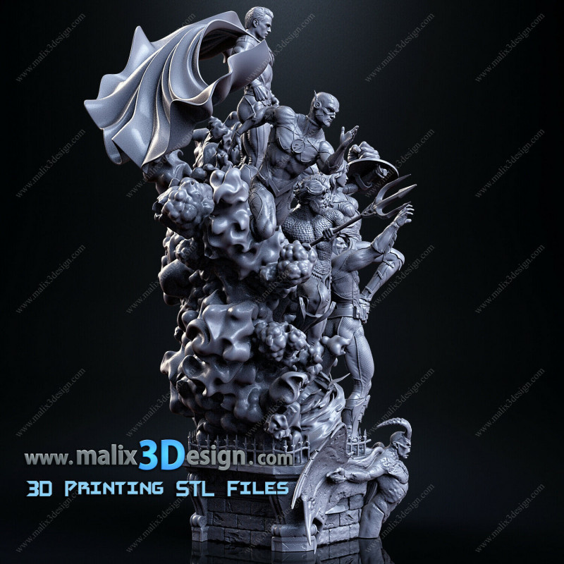 Justice league imprimée en 3D resineJustice league impression 3D resine, taille 18cm par perso ( non peint ) (non peint)
