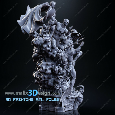 Justice league imprimée en 3D resineJustice league impression 3D resine, taille 18cm par perso ( non peint ) (non peint)