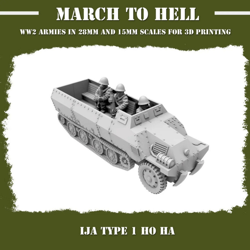 Véhicules Japonais 3D – Wargame WW2 – Figurines Résine 28mm et 15mm
