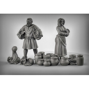 Impression 3D figurines jeux de rôle D&D, Saga, 9th Age, NPC's with pots
