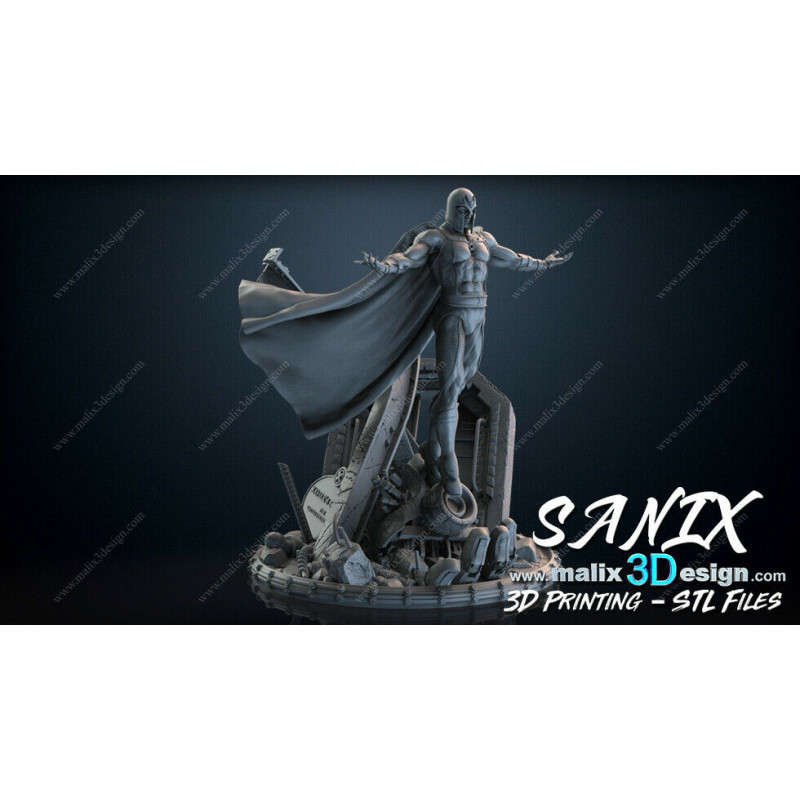 Magneto figurine imprimée en 3D résine Taille 18cm (non peint)