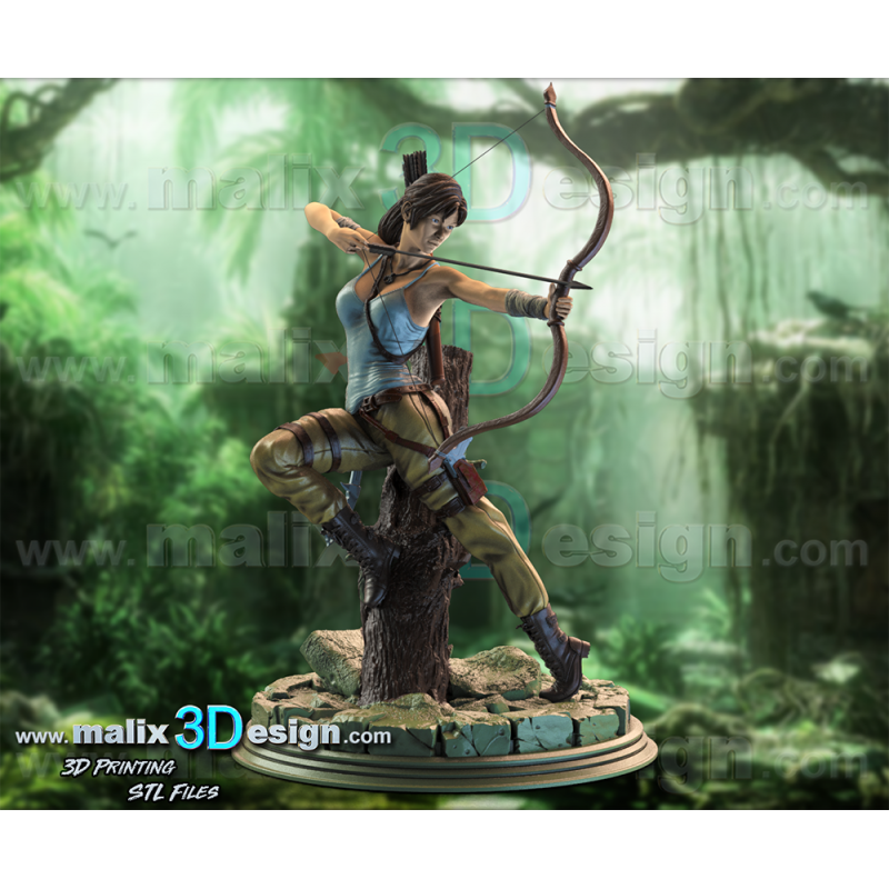 Lara Croft figurine imprimée en 3D résine Taille 18cm