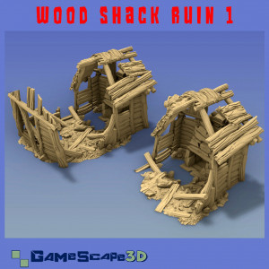 Décor Gamescape 3D Wood Shack Ruin 1