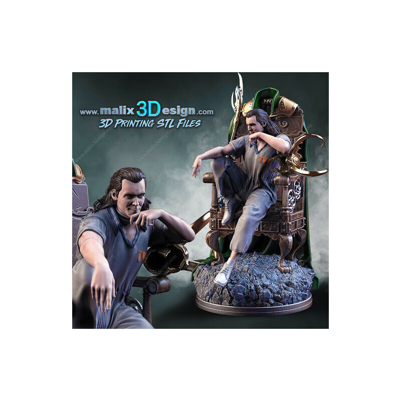 Loki figurine imprimée en 3D résine Taille 18cm (non peint)