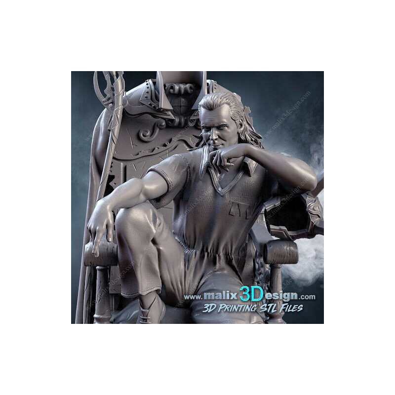 Loki figurine imprimée en 3D résine Taille 18cm (non peint)