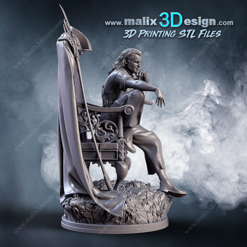 Loki figurine imprimée en 3D résine Taille 18cm (non peint)