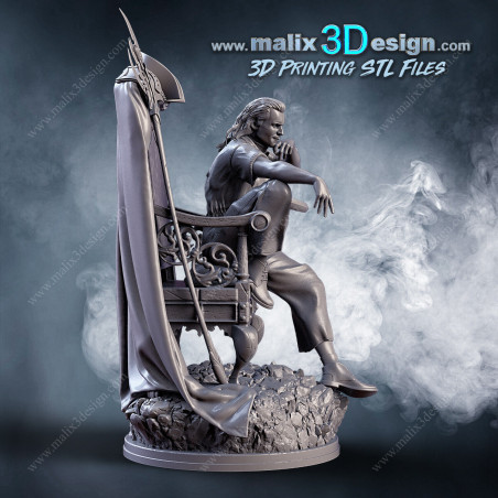 Loki figurine imprimée en 3D résine Taille 18cm (non peint)