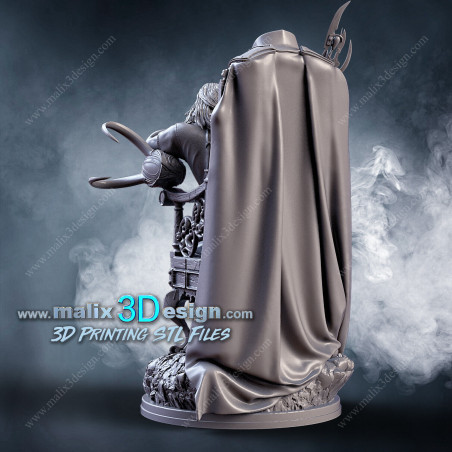 Loki figurine imprimée en 3D résine Taille 18cm (non peint)