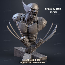 Buste Wolverine imprimé en 3D résine Taille 18cm non peint