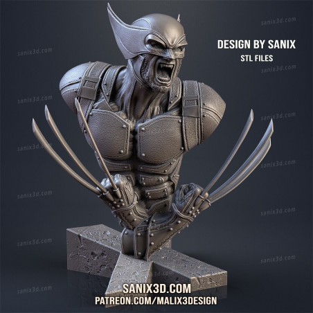Buste Wolverine imprimé en 3D résine Taille 18cm non peint