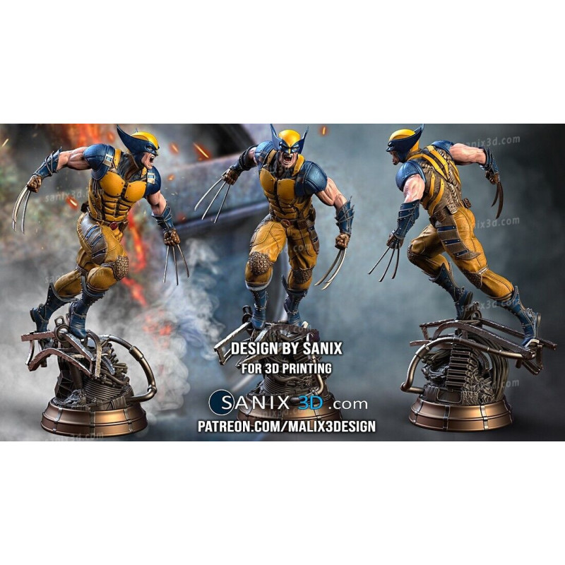 Wolverine fury imprimé en 3D résine Taille 18cm non peint