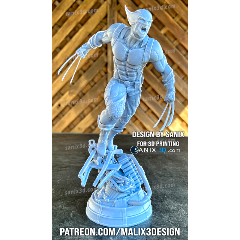 Wolverine fury imprimé en 3D résine Taille 18cm non peint