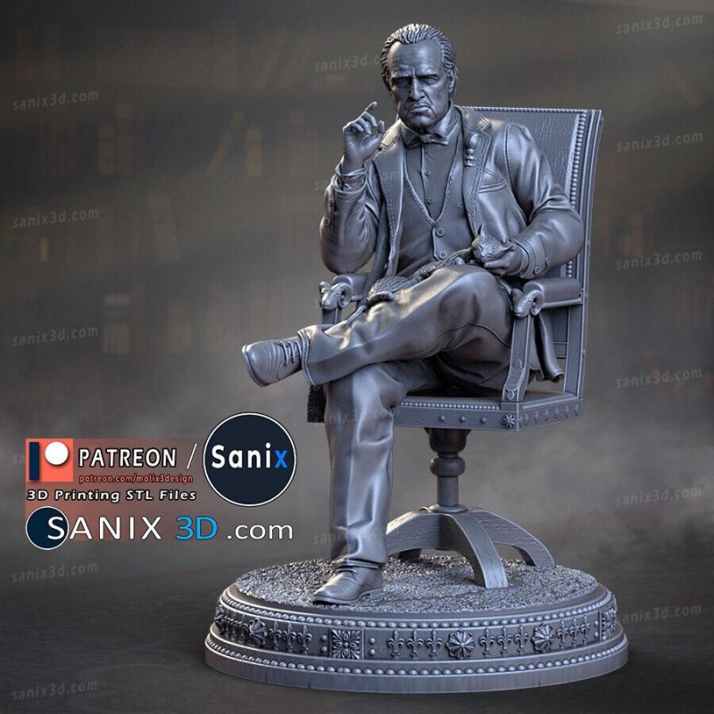 The god father Marlon brandofigurine imprimée en 3D résine Taille 18cm non peint The god father Marlon brandofigurine imprimée en 3D résine Taille 18cm non peint