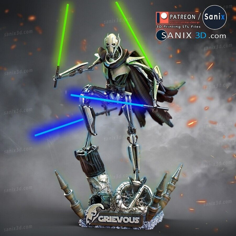 General Grievous figurine imprimée en 3D résine Taille 18cm non peint General Grievous figurine imprimée en 3D résine Taille 18cm non peint