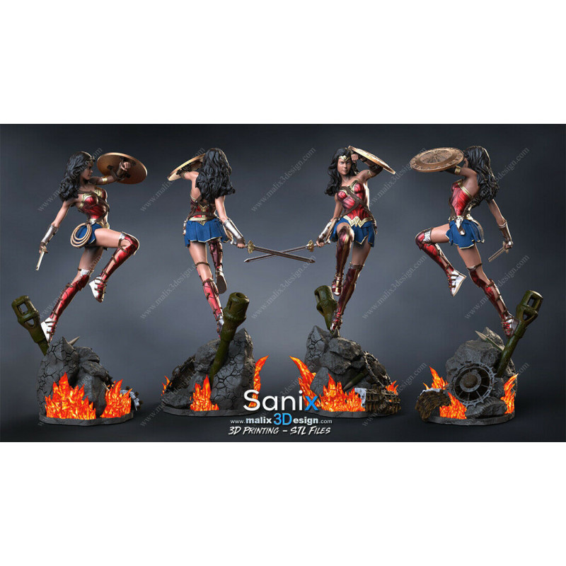 Wonder woman figurine imprimée en 3D résine Taille 18cm