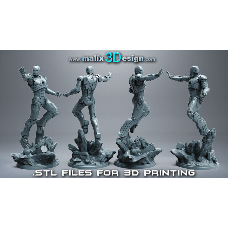 Iron Man figurine imprimée 3D résine Taille 18cm