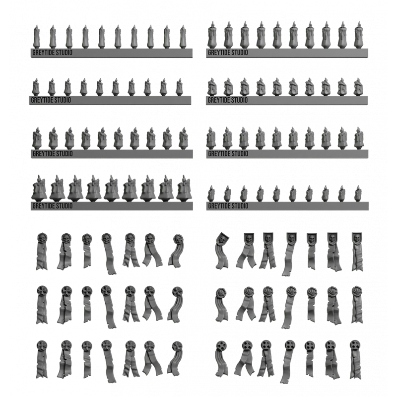 Impression 3d set bougies et parchemins